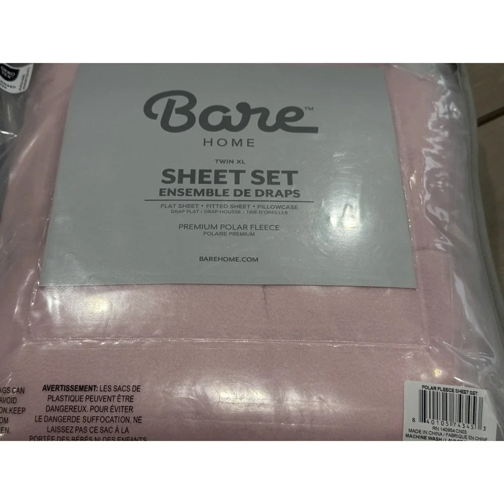 Bare Sheet Set Twin XL Premium Polar Fleece Dorm Bed Size College Pink Sheet